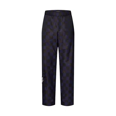 Pre-owned Louis Vuitton Men's  Damier Pop Nylon Travel Pants In Classic Blue