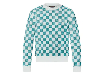 Pre-owned Louis Vuitton Men's  Damier Printed Crewneck Sweatshirt In Ocean