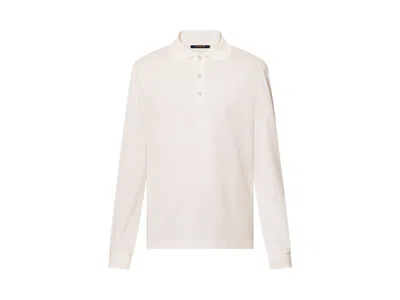 Pre-owned Louis Vuitton Men's  Damier Signature Longsleeved Polo Shirt In Milky White