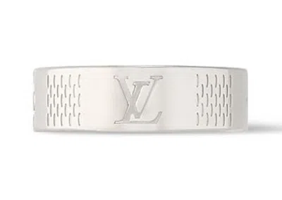 Pre-owned Louis Vuitton Men's  Damier Staples Thin Ring In Silver