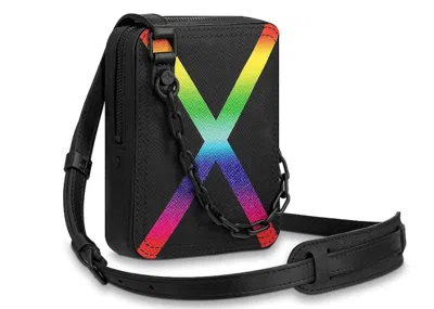 Pre-owned Louis Vuitton Men's  Danube Messenger Taiga In Black/rainbow