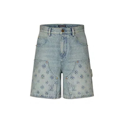 Pre-owned Louis Vuitton Men's  Denim Carpenter Shorts In Blue