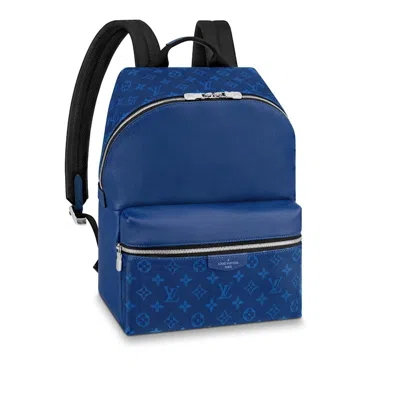 Pre-owned Louis Vuitton Men's  Discovery Backpack Monogram Pacific Taiga Pm In Blue