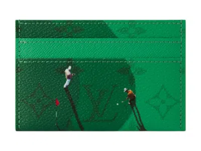 Pre-owned Louis Vuitton Men's  Double Card Case Golf In Golf Green