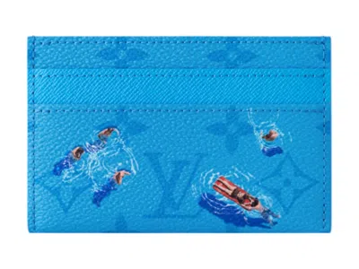 Pre-owned Louis Vuitton Men's  Double Card Case Pool In Pool Blue