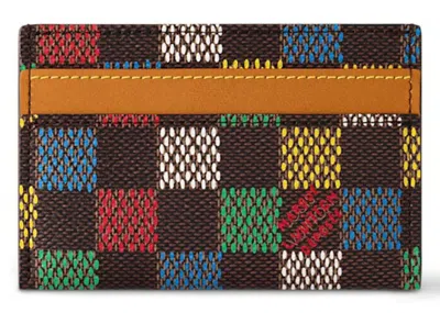 Pre-owned Louis Vuitton Men's  Double Card Holder In Lv Vers Damier Ebene In Brown