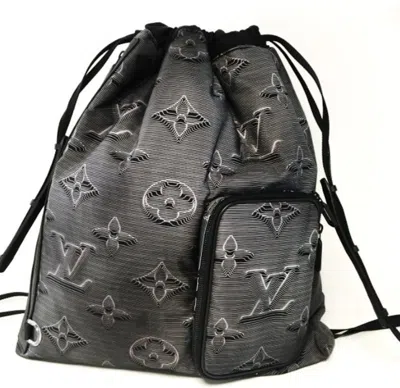 Pre-owned Louis Vuitton Men's  Drawstring Backpack Monogram 3d In Gray/black In Multi