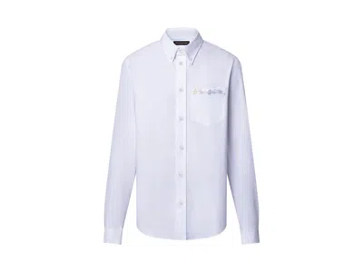 Pre-owned Louis Vuitton Men's  Embellished Longsleeved Cotton Shirt In White