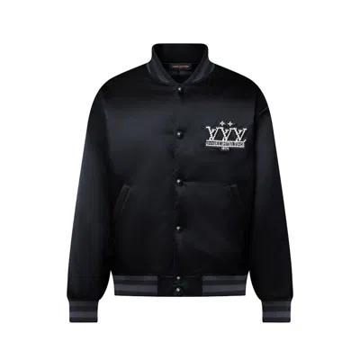 Pre-owned Louis Vuitton Men's  Embellished Nylon Baseball Blouson In Black