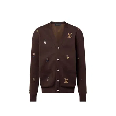 Pre-owned Louis Vuitton Men's  Embroidered Cotton Cardigan Henry Taylor In Ebony