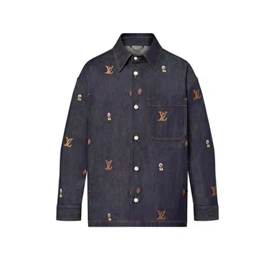 Pre-owned Louis Vuitton Men's  Embroidered Denim Overshirt Henry Taylor In Indigo