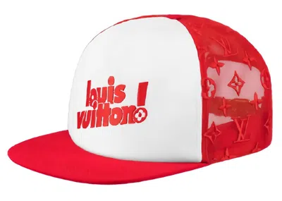 Pre-owned Louis Vuitton Men's  Everyday Lv Embroide Mesh Cap (soho Exclusive) In Red