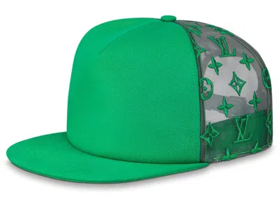 Pre-owned Louis Vuitton Men's  Everyday Lv Embroidered Mesh Cap In Green