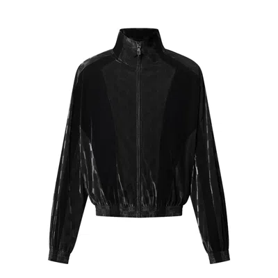 Pre-owned Louis Vuitton Men's  Flocked Damier Technical Tracksuit Top In Deep Black