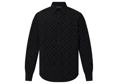 Pre-owned Louis Vuitton Men's  Flocked Monogram Classic Shirt In Black