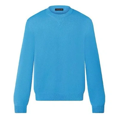 Pre-owned Louis Vuitton Men's  Fw21 Logo Embossing Round Neck Blue