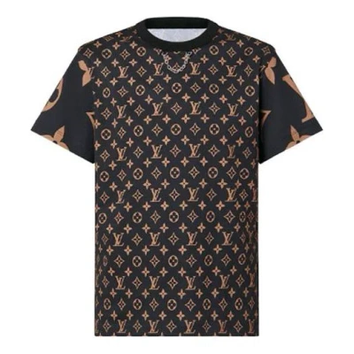 Pre-owned Louis Vuitton Men's  Fw21 Monogram Logo Full Print Short Sleeve Brown