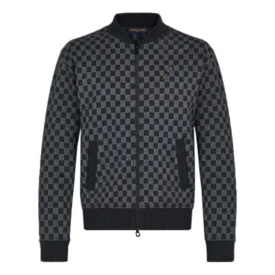 Pre-owned Louis Vuitton Men's  Fw21 Zipper Aviator Plaid Long Sleeves Jacket Gray