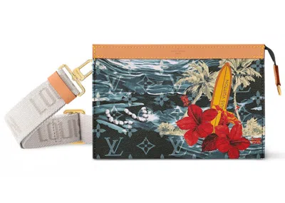 Pre-owned Louis Vuitton Men's  Gaston Wearable Wallet Monogram Surfin' In Navy Blue