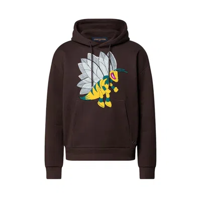 Pre-owned Louis Vuitton Men's  Graphic Bee Patched Hoodie In Brown