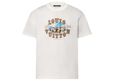 Pre-owned Louis Vuitton Men's  Graphic Cotton And Linenblend T-shirt In Milky White