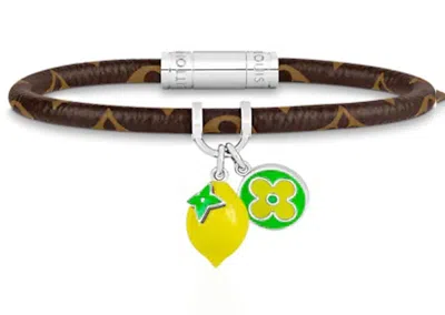 Pre-owned Louis Vuitton Men's  Hang It Lv Fruits Lemon Bracelet Monogram In Brown