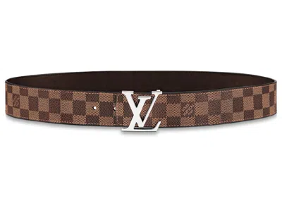 Pre-owned Louis Vuitton Men's  Initiales Reversible Belt Damier Ebene 40mm In Brown