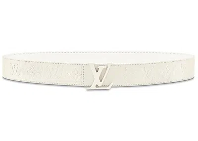 Pre-owned Louis Vuitton Men's  Initials Shape Belt Monogram 40mm In Powder White