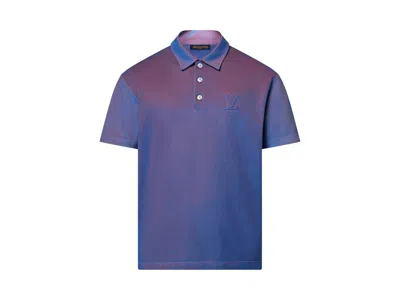 Pre-owned Louis Vuitton Men's  Iridescent Shortsleeved Pique Polo Shirt In Blue