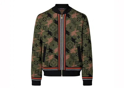 Pre-owned Louis Vuitton Men's  Jacquared Wool Bomber Blouson In Rifle Green