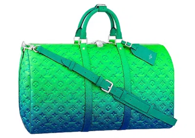Pre-owned Louis Vuitton Men's  Keepall 50b Taurillon Illusion In Blue/green