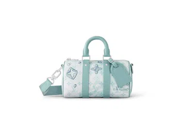 Pre-owned Louis Vuitton Men's  Keepall Bandouliere 25 In Crystal Blue