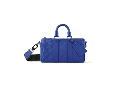 Pre-owned Louis Vuitton Men's  Keepall Bandouliere 25 In Racing Blue