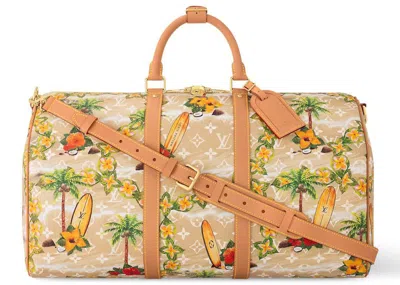 Pre-owned Louis Vuitton Men's  Keepall Bandouliere 50 Monogram Surfin In Sand