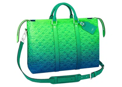 Pre-owned Louis Vuitton Men's  Keepall Tote Taurillon Illusion In Blue/green In Multi