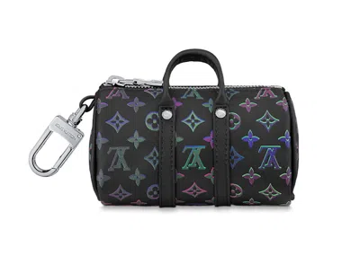 Pre-owned Louis Vuitton Men's  Key Holder And Bag Charm Spotlight Mini Keepall In Black Borealis