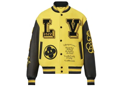 Pre-owned Louis Vuitton Men's  Leather Embroidered Varsity In Black