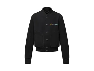 Pre-owned Louis Vuitton Men's  Leather Mix Varsity Blouson In Black