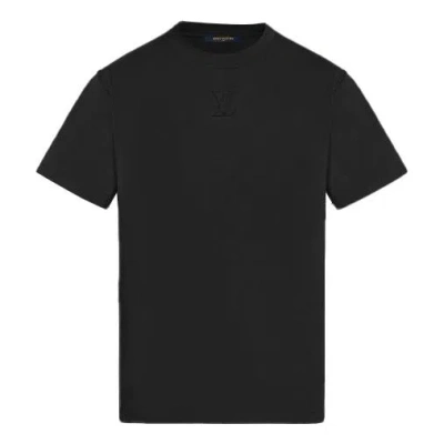 Pre-owned Louis Vuitton Men's  Logo Solid Color Short Sleeve Black T-shirt