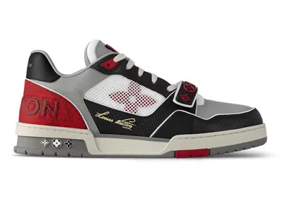 Pre-owned Louis Vuitton Men's  Lolv Trainer Strap On Sneakers In Black/grey/red In Multi