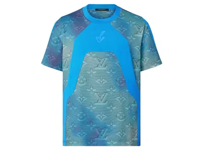 Pre-owned Louis Vuitton Men's   2054 Intarsia Printed Tshirtin Blue