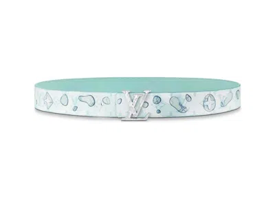 Pre-owned Louis Vuitton Men's  Lv Aqua 40mm Reversible Belt In Light Blue
