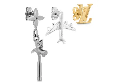 Pre-owned Louis Vuitton Men's  Lv Comics Earrings In Silver