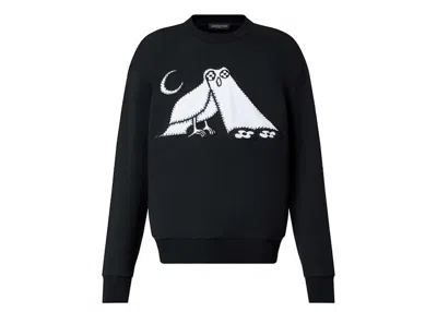 Pre-owned Louis Vuitton Men's  Lv Comics Owl Patch Crewneck Sweatshirt In Black