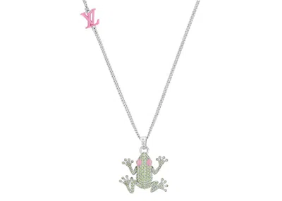 Pre-owned Louis Vuitton Men's  Lv Crazy Animals Necklace In Silver/green