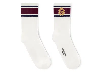Pre-owned Louis Vuitton Men's  Lv Crest Socks In White