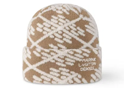 Pre-owned Louis Vuitton Men's  Lv Crush Damier Argyle Beanie In Beige