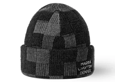 Pre-owned Louis Vuitton Men's  Lv Crush Damoflage Beanie In Black Damoflage
