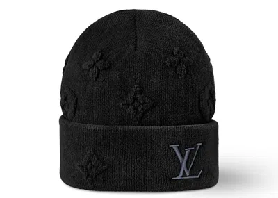 Pre-owned Louis Vuitton Men's  Lv Crush Monogram Beanie In Black