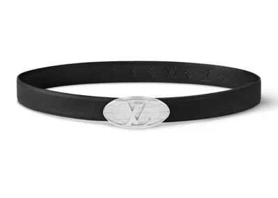 Pre-owned Louis Vuitton Men's  Lv Fiction 30mm Reversible Belt In Black